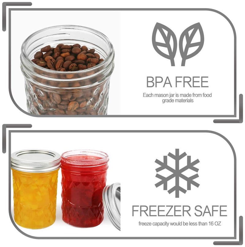 VERONES Wide Mouth Mason Jars 16oz, 12 Pack 16 oz Wide Mouth Mason Jars with Lids and Bands, Ideal for Jam, Honey, Wedding Favors, Shower Favors - Image 4